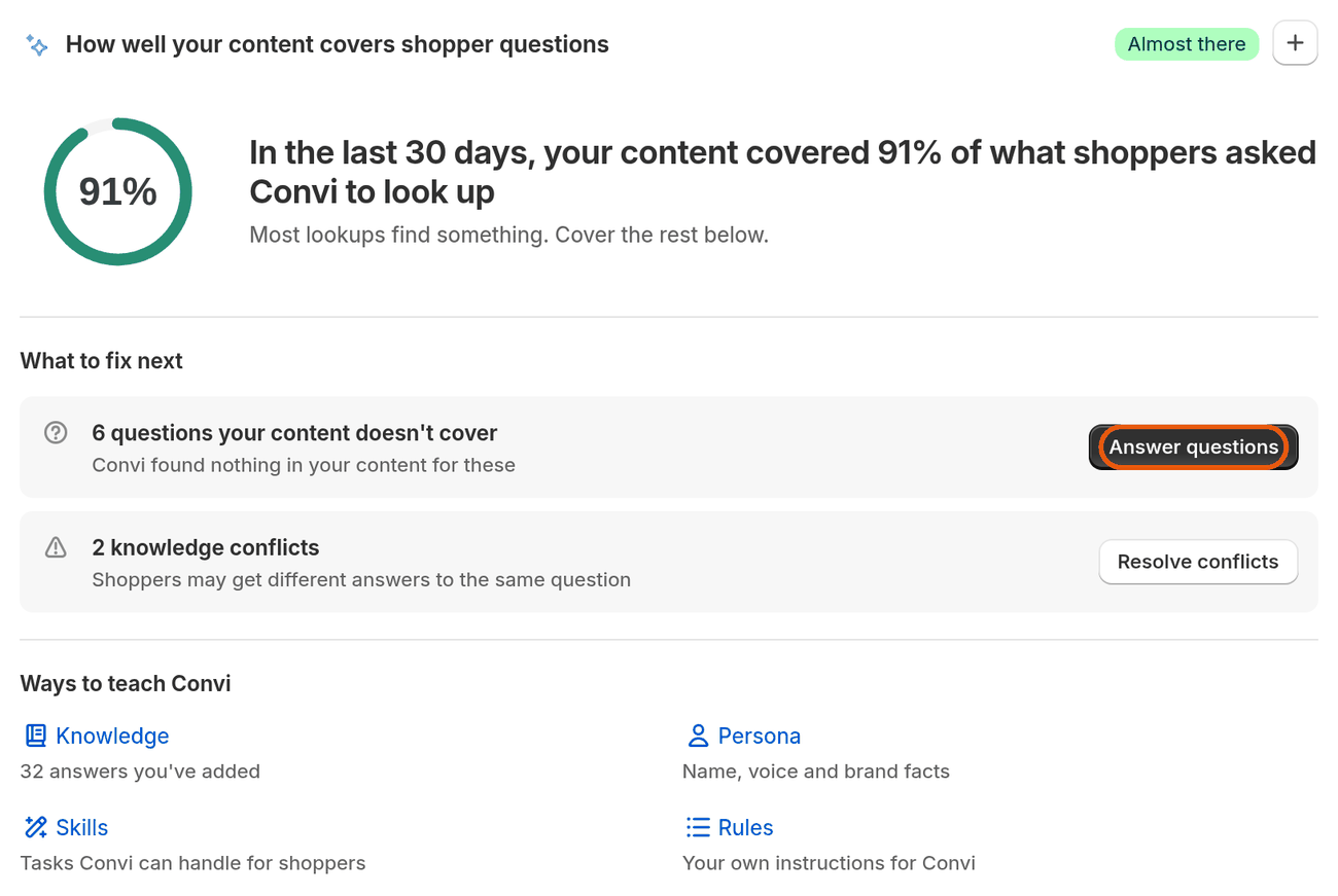 Learn › Improve, with the coverage score and What to fix next
